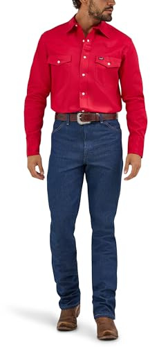 Wrangler Herren Western-Arbeitshemd Firm Finish - Rot - Groß