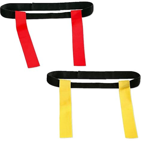 Sport-Thieme Flag Football Set | 5 Gürtel mit 10 Flaggen für Flagfootball | In Rot oder Blau Klettverschluss | Länge: 110 cm | Markenqualität