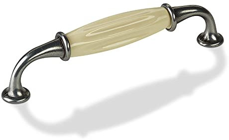 SOTECH poignée en porcelaine META poignée de meuble en porcelaine crème blanc-vieil argent BA 128 mm