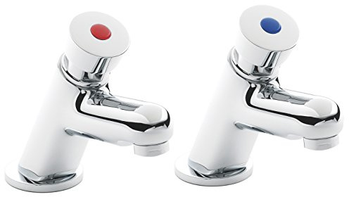 Nuie TWS007 Commercial Bathroom Push Button Control Basin Taps Chromes, Set of 2 Pieces