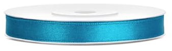 SATINBAND 25m x 6mm HOCHZEIT DEKOBAND Geschenkband Antennenband Schleifenband, Farbe:TÜRKIS
