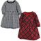 Hudson Baby Infant and Toddler Girl Cotton Dresses, Black Red Plaid, 4 Toddler