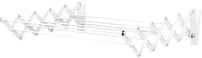 Polder Folding Wall-Mount 24-Inch Accordion Drying Rack, Opens to 18 inches and Folds Closed to 5. 25 inches, White