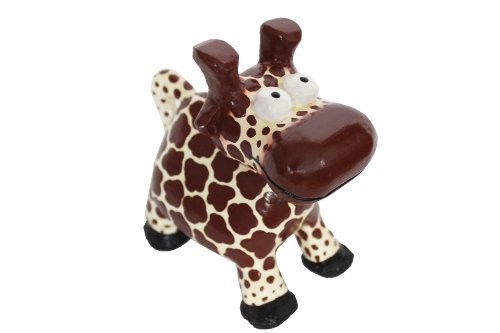 Naturesco Holzfigur Schnitzfigur Giraffe handbemalt 15 cm - echte Handarbeit