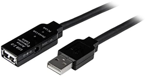 StarTech.com 25m USB 2.0 Active Extension Cable M/F - 25 meter USB A Male to USB A Female USB 2.0 Repeater / Extender Cable - Black - 80ft (USB2AAEXT25M)