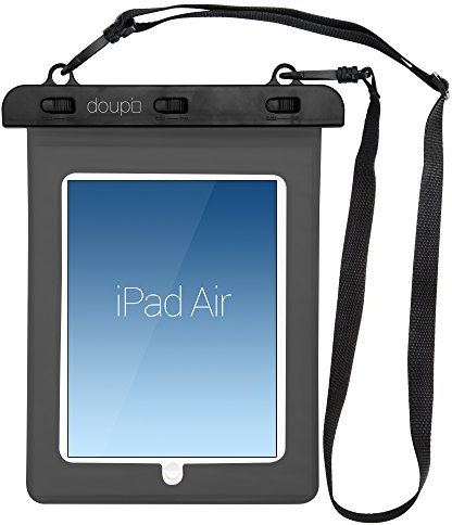 doupi Étui Etanche 280x210mm pour 9/10 Pouces Tablet, avec Fonction écran Tactile Caisson Waterproof Water Resistant Beach Bag, Noir