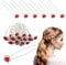 Trimming Shop Crystal Red Rose Flower Hair Pins: Bridal Wedding Clips with Rhinestone Flowers - Elegant Hair Jewelry Accessories for Women, Wedding Bridal Hairstyle, Prom Party, Pack of 10