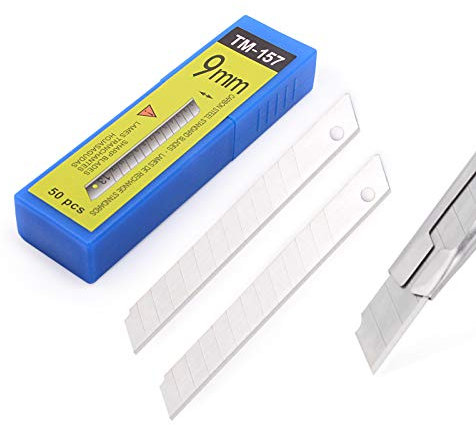 Ehdis 50 Pezzi Lame di Ricambio 9 mm 45 Gradi per Taglierina Professionale, Snap-off Lame per Arti Grafiche, Vinile Auto, di