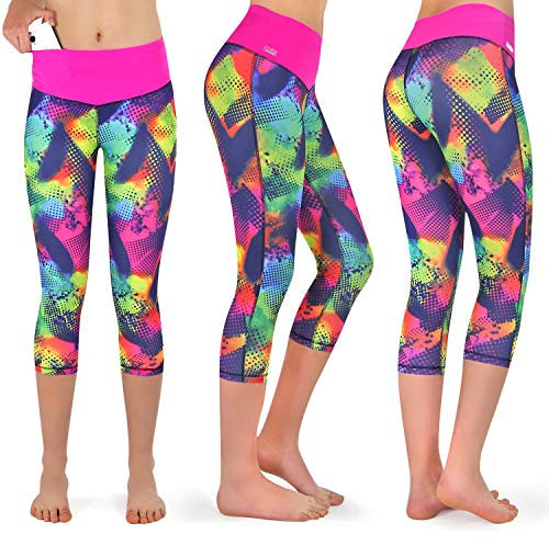 Formbelt Laufhose Damen Capri Leggings schwarz Muster (Brazil, XS)