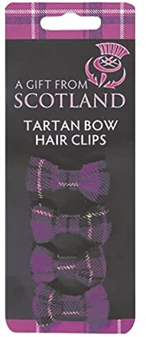 Purple Tartan Bow Hair Clips - Pack of 4