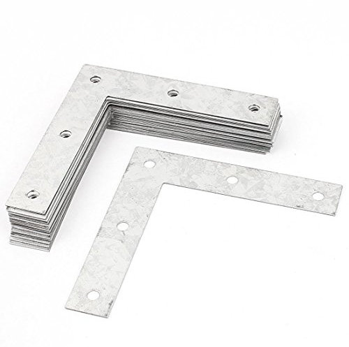 sourcing map Flat Corner Braces L Shaped Metal Angle Brackets Plates 20pcs