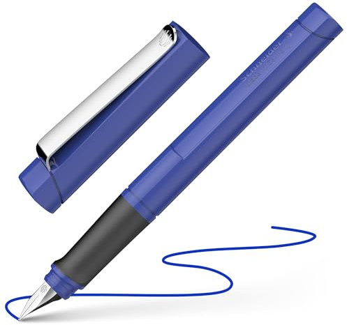 Schneider Base Uni Füller (Linkshänder, M-Feder, inkl. Tintenpatrone königsblau) blau