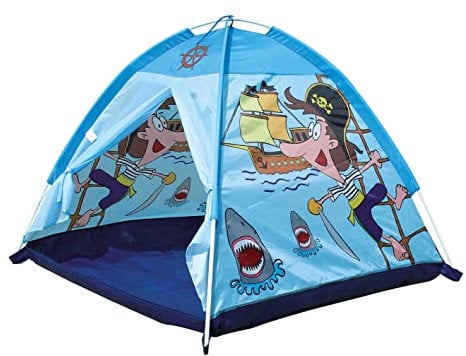 Bino & Mertens Spielzelt Pirat, Zelt für Kinder ab 3 Jahre, Kinderspielzeug (Kinderzelt in Piraten Design, drinnen & draußen nutzbar, leichter Auf-& Abbau, Kinderzimmer Zubehör, Größe: 112 x 112 x 94 cm), Blau, 82811
