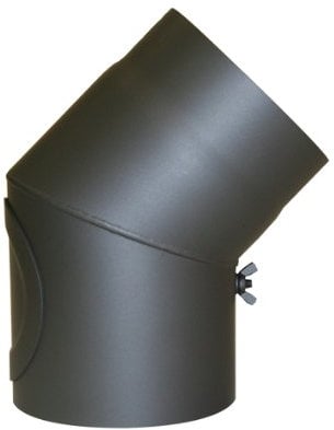 Kamino-Flam Tubo a gomito per stufa angolo 45°, tubo fumo con sportello, forno tubo Senotherm Ø 120 mm, testato secondo la norma EN 1856-2, grigio