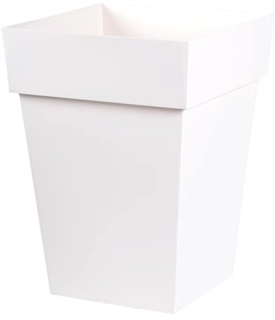 EDA - Pot de Fleur Carré Mi-Haut TOSCANE - Volume 51 L - 39 x 39 x 53 cm - Blanc