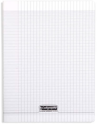 Calligraphe 18390C Un Cahier Agrafé Incolore (une Marque de Clairefontaine) - 24x32 cm - 192 Pages Grands Carreaux - Papier Blanc 90 g - Couverture Polypro Transparent
