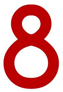Hausnummer Aufkleber 8 in rot, 20 cm groß, für Mülltonne, Tür, Tor & div. Beschriftungen, wetterfest