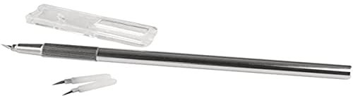 Rayher Drehgelenkmesser, plus 2 Ersatzklingen, 360° Messerrotation, zum Schneiden von Kreisen, Kurven und Motiven, Cutter mit 2 Ersatzklingen, 8987900, Silber