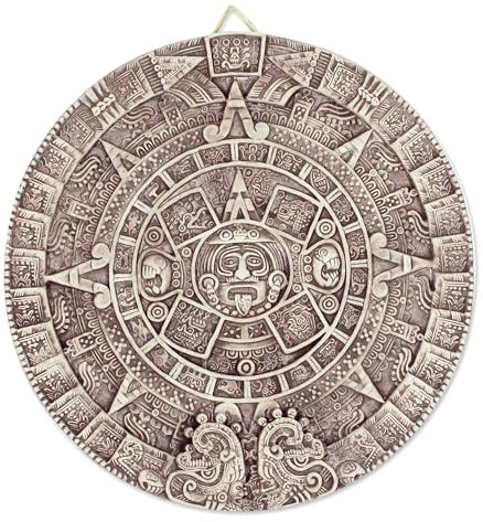 NOVICA 528.668 cm Azteken Kalender Schild aus Keramik, groß, beige, L