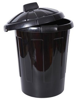 2 x New Black 80 Litre Dustbins Waste Bin Storage Bin for Kitchen Everyday Use