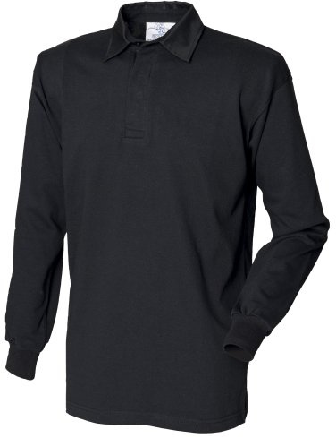 Front Row Polo Shirt – Long Sleeved 100% Cotton – Men's, black, M