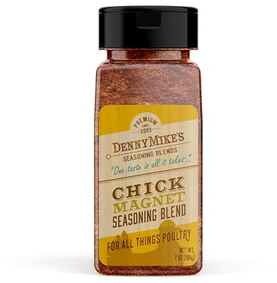 Denny Mike’s Chick Magnet Rotisserie Chicken Seasoning Rub – All-Purpose Chicken Spice Blend for Grilling, Smoking & Roasting – Gluten-Free, Low Sodium, Keto Friendly – 7 oz Shaker