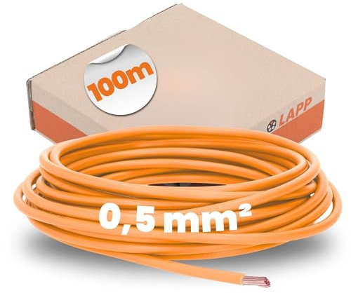 Lapp 100m H05V-K 0,5 mm2 Orange - Flexible Aderleitung & PVC Einzelader | Feindrahtige Litze fuer Schaltschrank und Steuerungsbau - Kupferleitung nach VDE 0295 - Schaltlitze Meterware