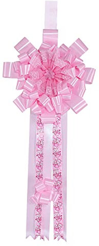 Babysanity - Fiocco Nascita Bimba Coccarda Nascita in Tulle Perfetta per Interno ed Esterno Ideale da Appendere alla Porta Dimensioni 75x30 Cm (Mod. Fiocco Nascita Rosa)