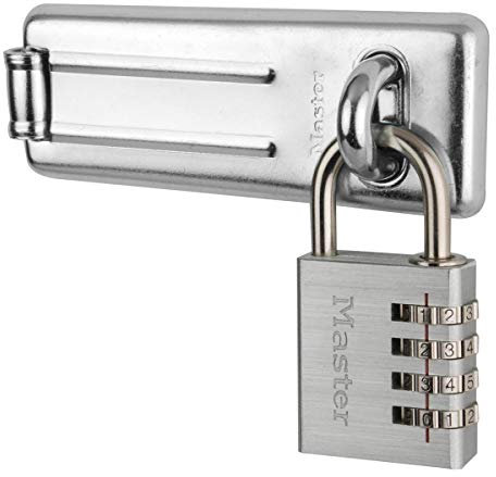 Master Lock 7640704EURD Set de Portacandado y Candado de combinación, Plateado, 40 mm