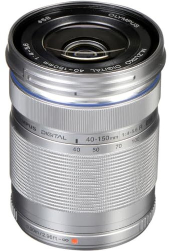 Om System Olympus M.Zuiko Digital 40-150 mm F4.0-5.6 R Silver pour Appareil Photo Micro 4/3, Objectif Zoom 3,75x, Design Portable