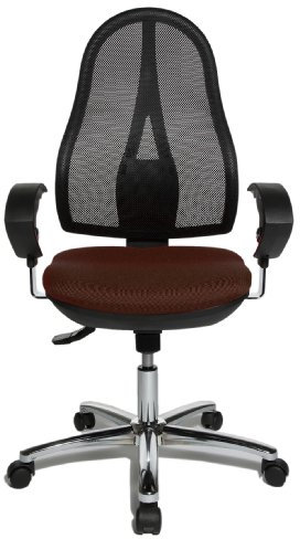 Topstar Open Point SY Deluxe, ergonomischer Syncro-Bandscheiben-Drehstuhl, Bürostuhl, Schreibtischstuhl, inkl. Armlehnen (höhenverstellbar), Stoff, dunkelbraun