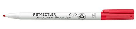 STAEDTLER 301-2 Lumocolor Whiteboardstift M-Spitze circa 1.0 mm, 10 Stück im Kartonetui, rot