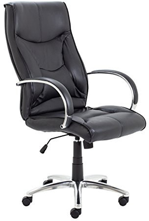 Office Hippo Executive Office Chair with Padded Arms, Leather Faced, Black