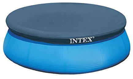 Intex 28021E, Copertura per piscine Easy Set rotonde da 3 m, con corda, fori di drenaggio, sporgenza da 30,5 cm, dalla vestibilità aderente