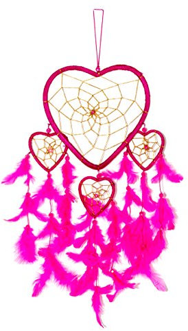 Großes Ca 50cm x 16cm Herz Dreamcatcher Traumfänger Pink Heart