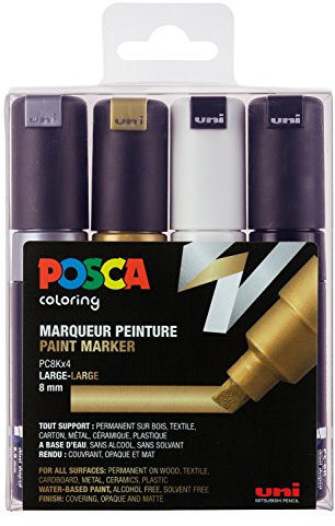 POSCA 182602 - POSCA Marker mit breiter Keilspitze, 4er Set