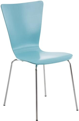 CLP Stapelstuhl Aaron I Ergonomisch Geformter Konferenzstuhl Mit Holzsitz I Platzsparender Besucherstuhl Mit Bodenschonern, Farbe:hellblau