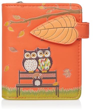 SHAGWEAR Portemonnaie Geldbörse Damen Geldbeutel Mädchen | Bifold Mehrfarbig Portmonee Designs: (Parkbank Orange/The Park Bench)