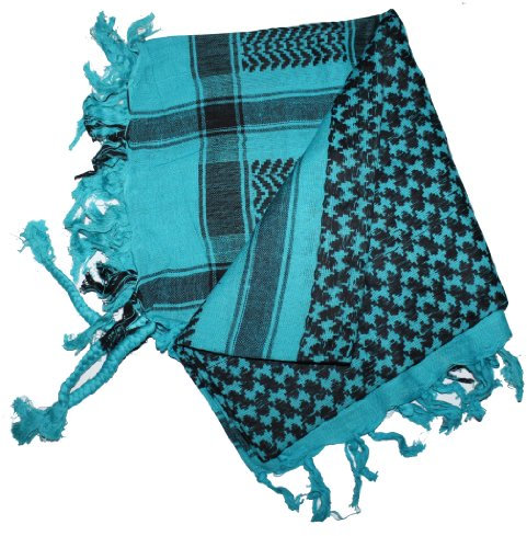 Kult Schal ! Palästinenser- / Pali-Baumwoll Tuch, 100x100cm, Farbe: türkis/schwarz