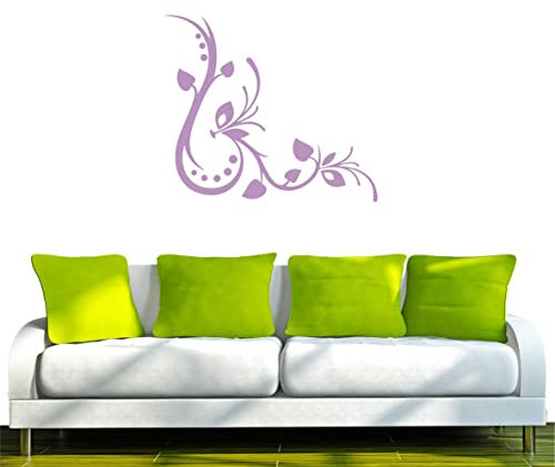 PEMA Wandtattoo Wandsticker Wandaufkleber Aufkleber f140 hübsche stylische Ranke mit Blättern 120x105 cm - Flieder - Dekoration Küche Bad Büro Hotel