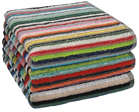 Betz 3er Set Küchentücher Geschirrtuch Handtuch 100% Baumwolle HELGOLAND Größe 50 x 90 cm Grubentuch Küchentuch Allzwecktuch Streifen bunt