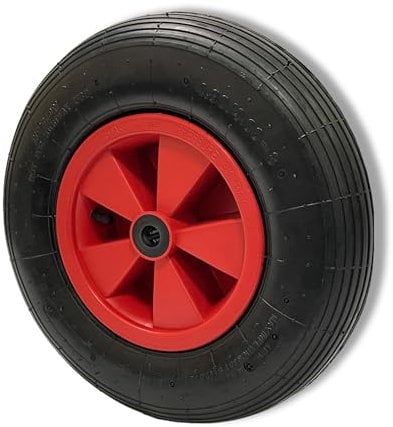 16 (40cm) Wheelbarrow Wheel Pneumatic Tyre, 25mm Bore Roller Bearing, 200kg Load Capacity