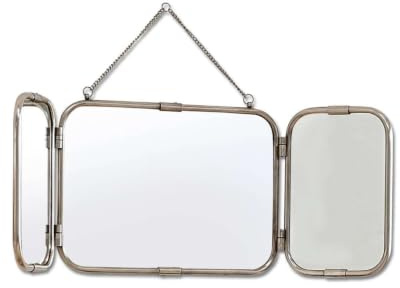 Loberon Spiegel Kacey, Dreiteilig, Filigraner Rahmen, für Bad, Schlafzimmer oder Flur, Wohn-Accessoire, Messing, Spiegelglas, Silber