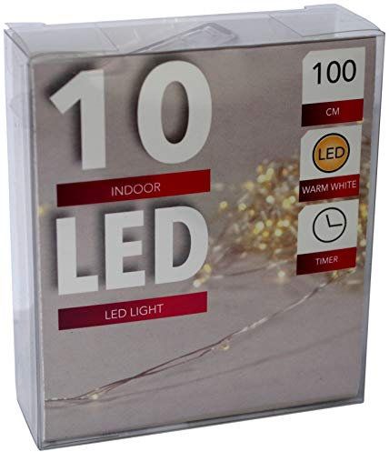 HiT LED Draht Lichterkette Batterie warmweiß Timer Tropfen 10 20 40 LEDs biegsam (10er)