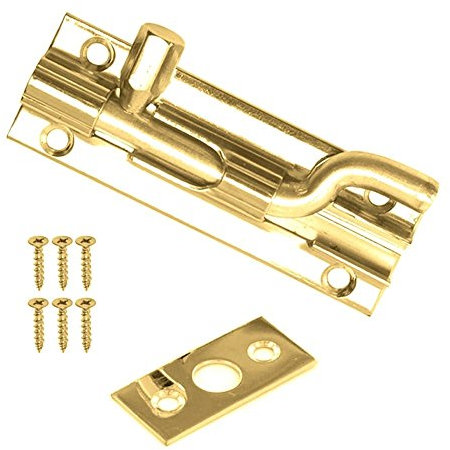 Security Necked Slide Door Bolt Barrel Brass 100mm