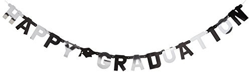 Amscan 1,8 m x 20 cm, mit Folien-Banner, Aufschrift Graduation, Brief, Schwarz/Silber