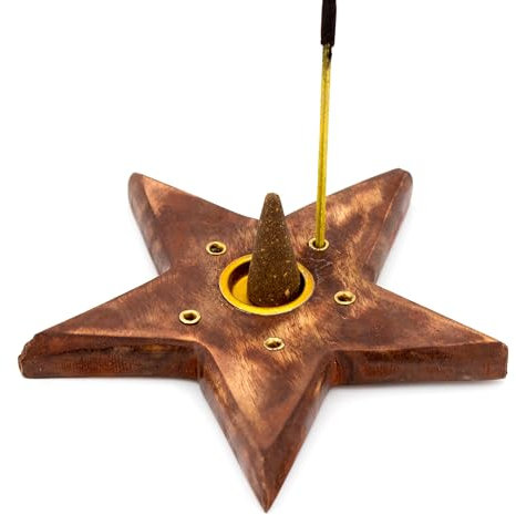 Edler Räucherkegelhalter Stern, Räucherstäbchenhalter aus Sheesham-Holz, zum Abbrennen von Räucherstäbchen und Räucherkegel, originelles Design