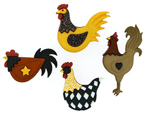 Dress it Up Hen House Button, Plastic, Multi-Colour, 30 x 20-33 x 27 mm, 4-Piece