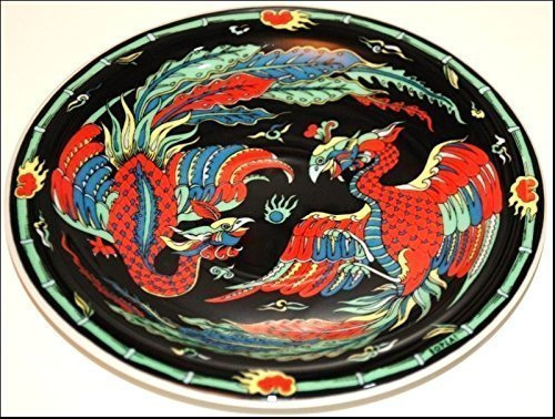 PHOENIX BOPLA! Porzellan Unterteller Ø16cm Asia Serie. Auch Brotteller, Miniteller für alles Kleine und Feine. (16cm, Grundfarbe schwarz)