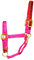 Hamilton Verstellbares Pferdehalfter aus Nylon, mit Lederkopf, Poll und Hals, 2,5 cm, Rot